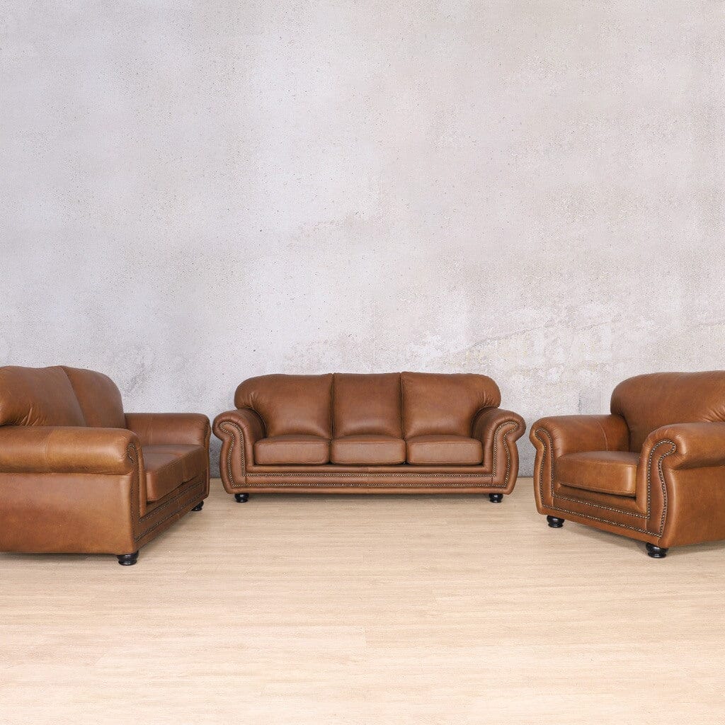 Isilo 3 + 2 + 1 Leather Sofa Suite - Leather Sofa Czar Pecan