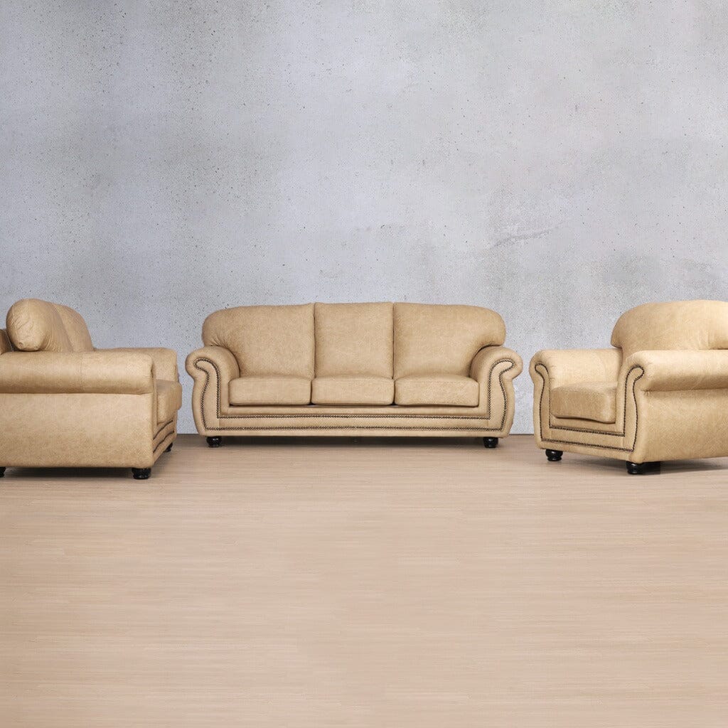 Isilo 3 + 2 + 1 Leather Sofa Suite - Leather Sofa-almond