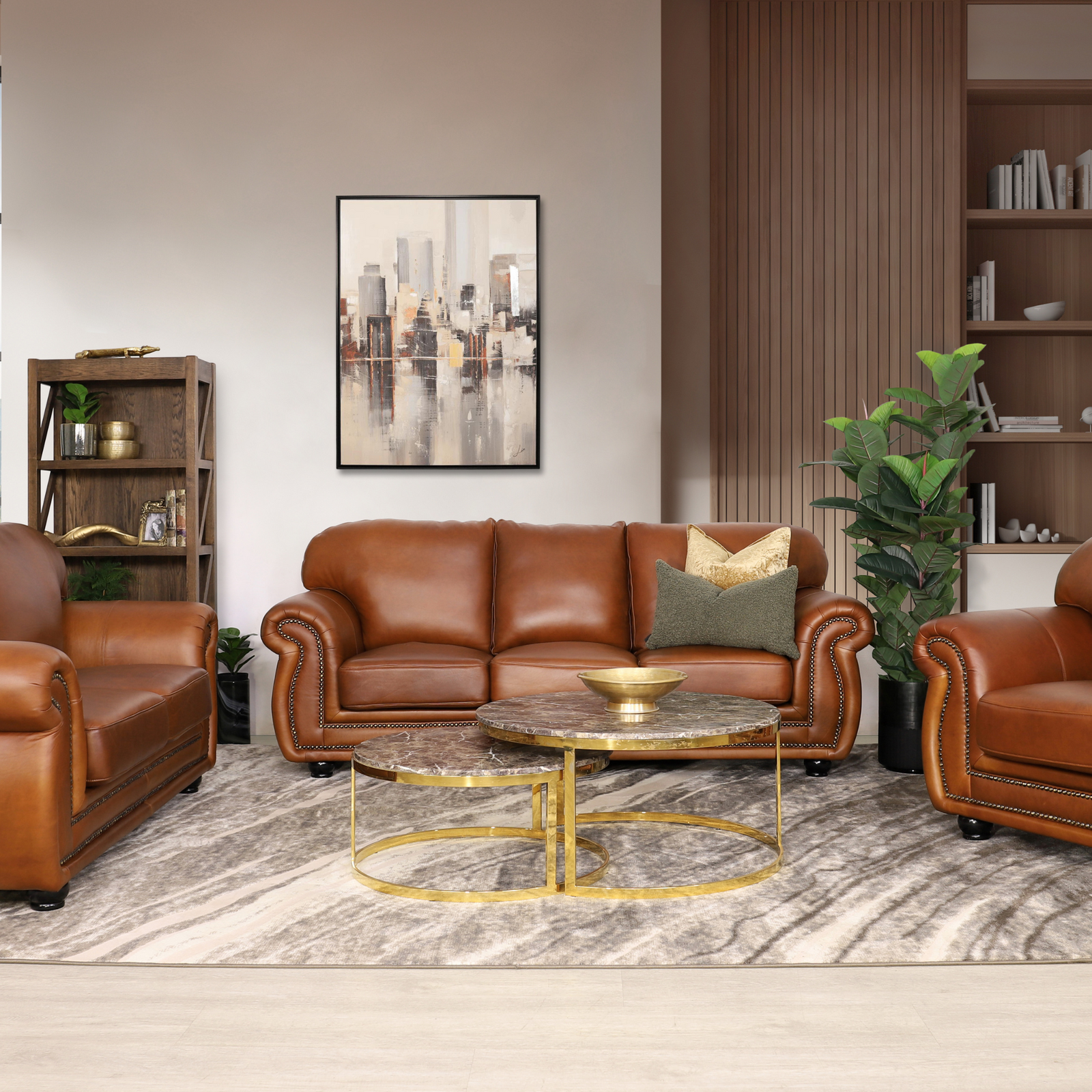 Isilo 3 + 2 + 1 Leather Sofa Suite - Leather Sofa Czar Pecan