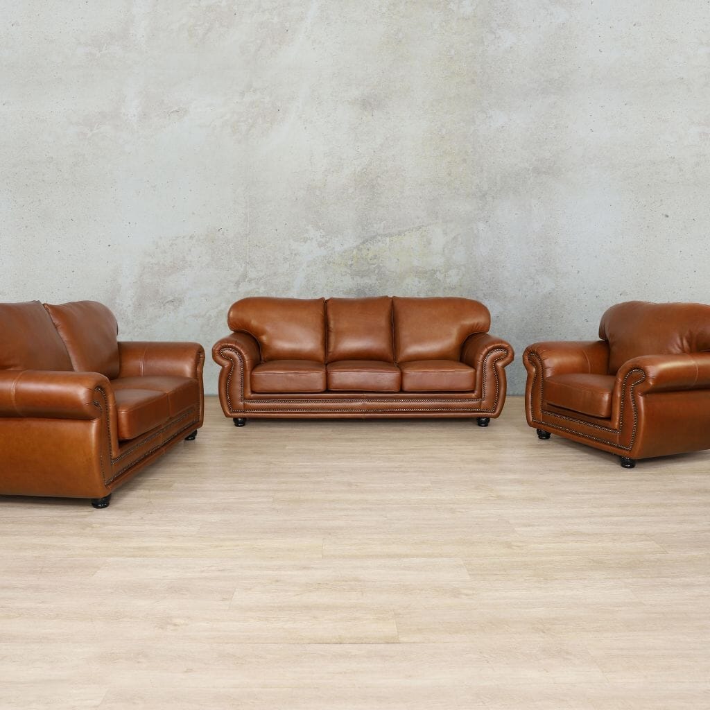 Isilo 3 + 2 + 1 Leather Sofa Suite - Leather Sofa Czar Pecan