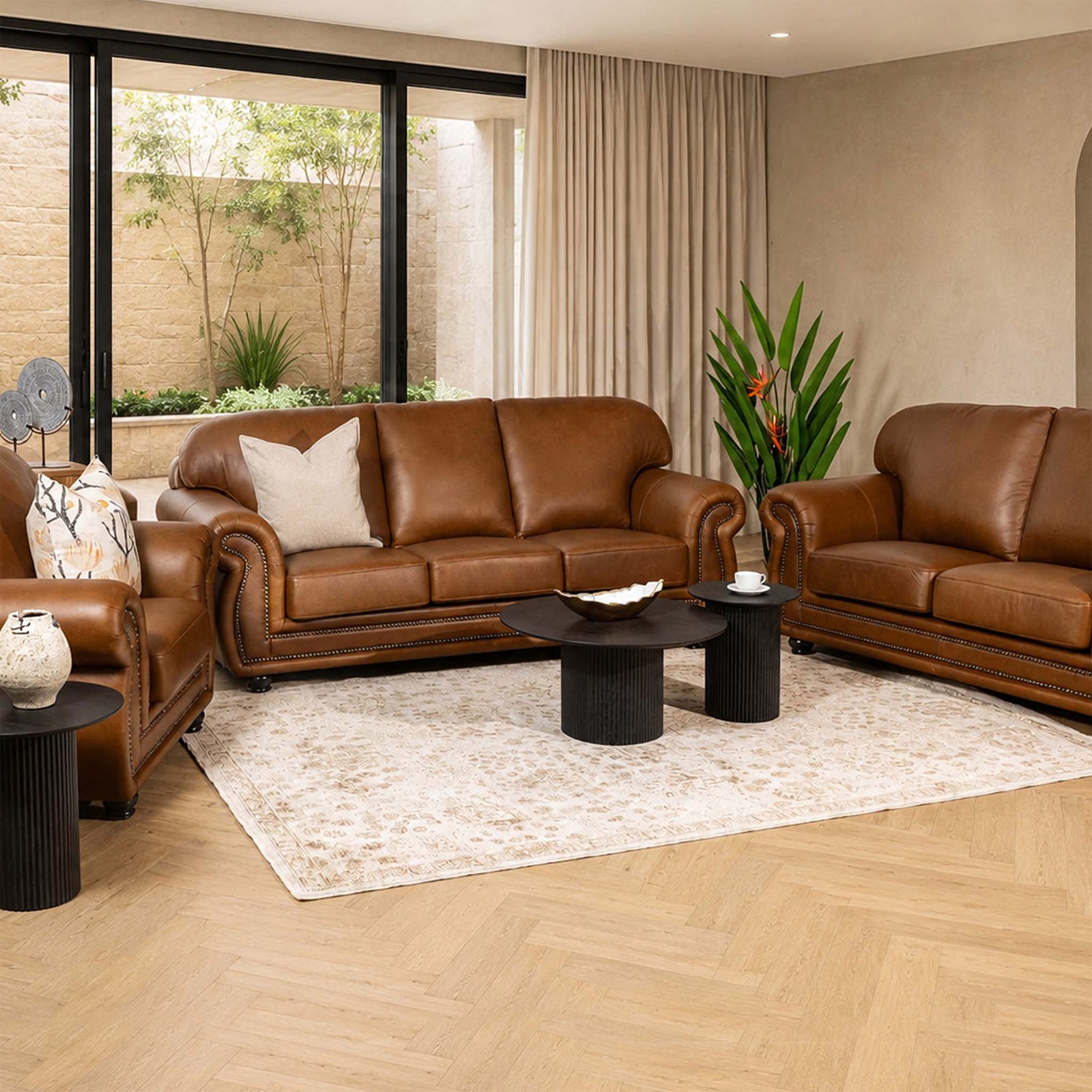 leather gallery isilo 3+2+1 leather lounge suite czar pecan