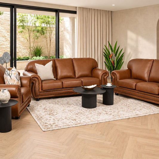 leather gallery isilo 3+2+1 leather lounge suite czar pecan