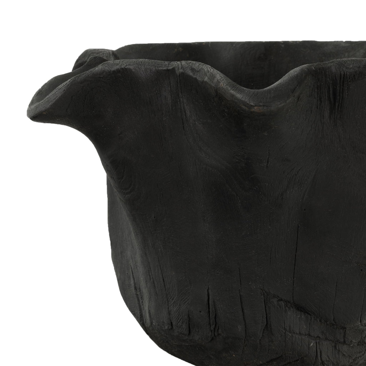 Black Teak Wood Bowl on a white background | Leather Gallery Bowl 