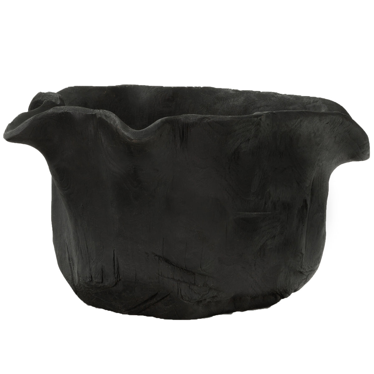 Black Teak Wood Bowl on a white background | Leather Gallery Bowl 