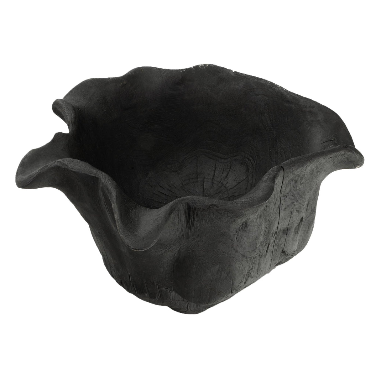 Black Teak Wood Bowl on a white background | Leather Gallery Bowl 