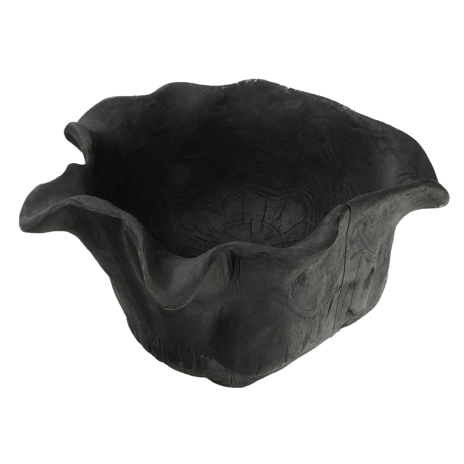 Black Teak Wood Bowl on a white background | Leather Gallery Bowl 