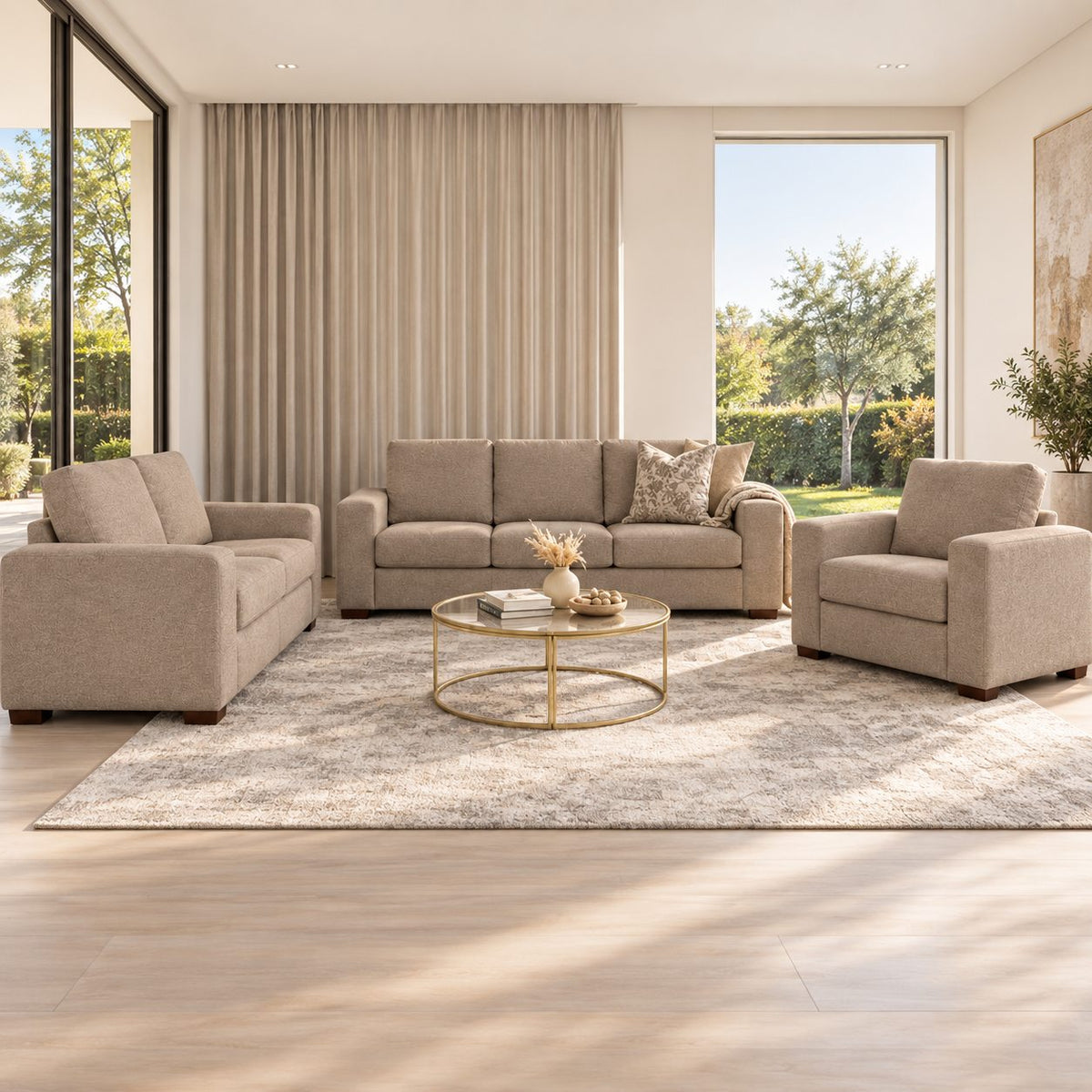 Shop Fabric Couches, Stanford Fabric Sofa | 3+2+1 Suite Fabric Sofa | Leather Gallery | Kenya Sand