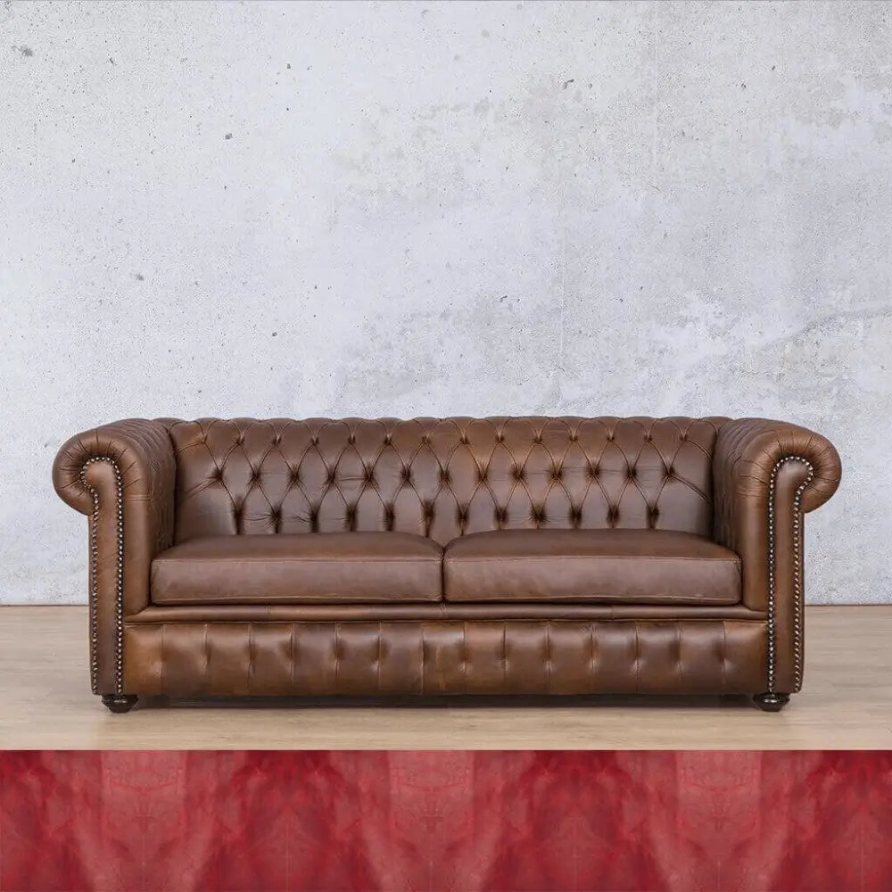 Kingston 3 + 2 + 1 Leather Sofa Suite - Royal Ruby - Leather Sofa
