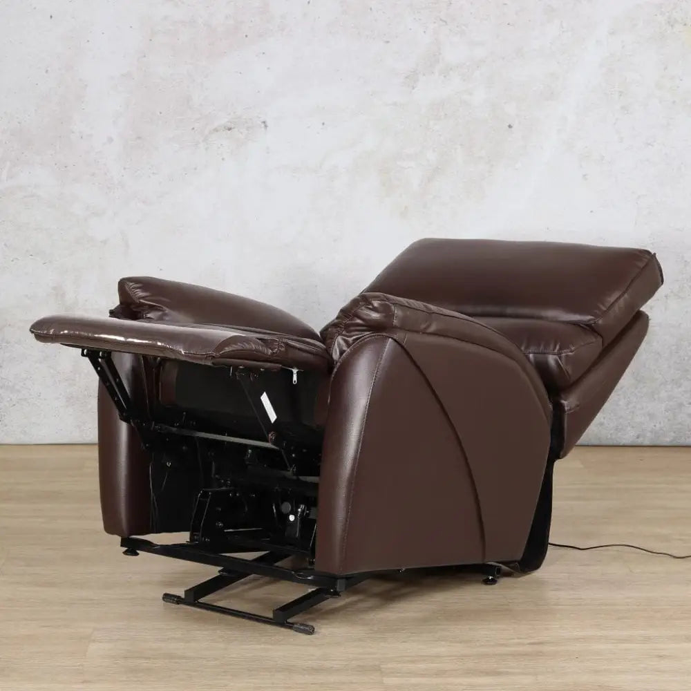 Kolbe Electric 1 Seater Leather Recliner Chair - Leather Recliner Imperial Choc