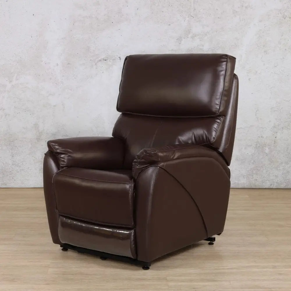 Kolbe Electric 1 Seater Leather Recliner Chair - Leather Recliner Imperial Choc