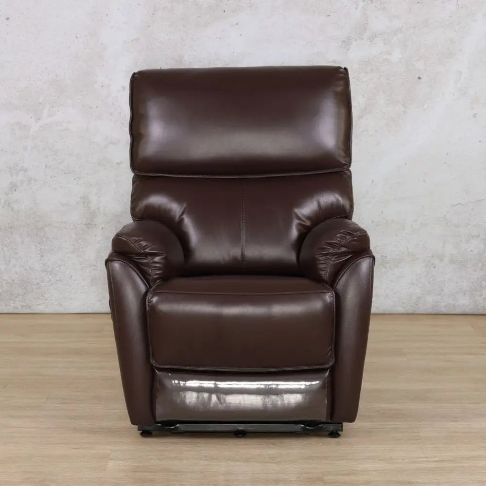 Kolbe Electric 1 Seater Leather Recliner Chair - Leather Recliner Imperial Choc