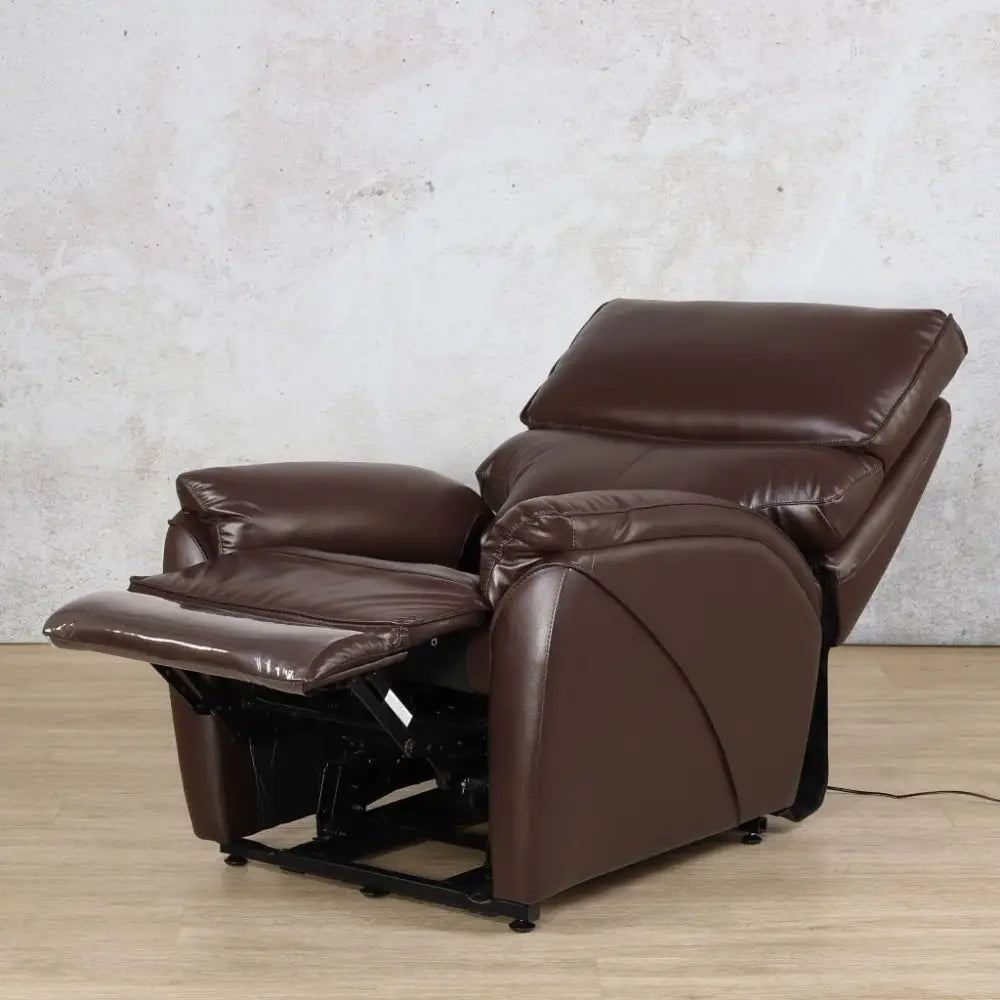 Kolbe Electric 1 Seater Leather Recliner Chair - Leather Recliner imperial choc