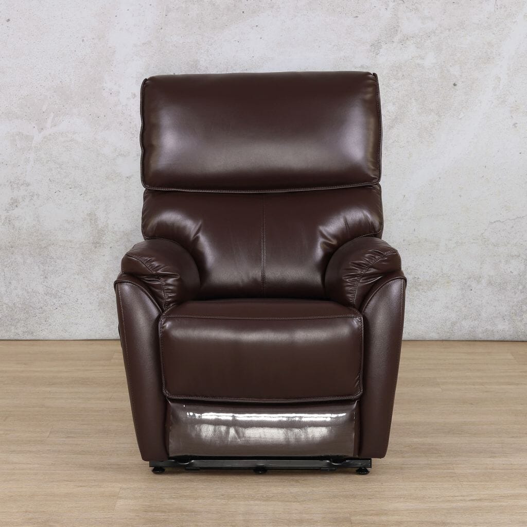 The Kolbe electric 1 seater leather recliner chair in a classic design, offering premium comfort with its smooth electric reclining mechanism and luxurious leather finish.