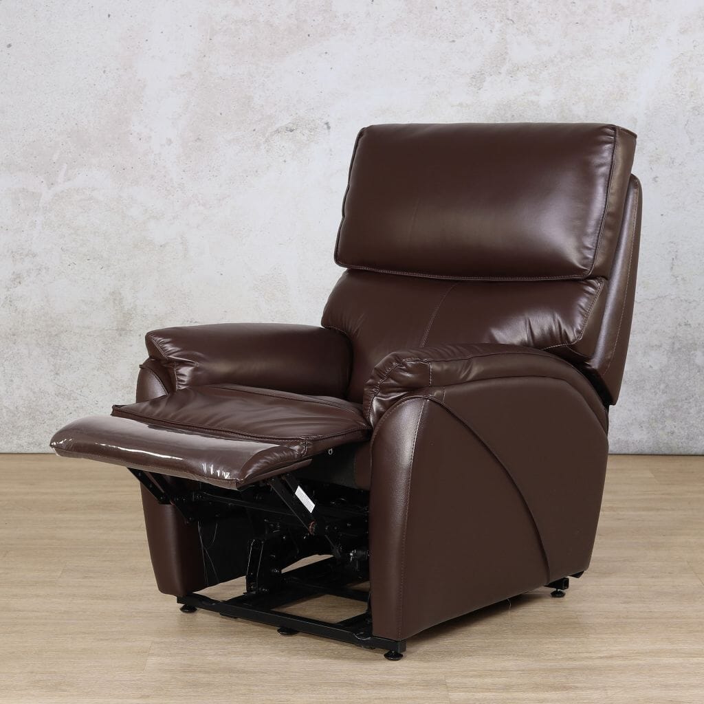 Relax in style with the Kolbe electric 1 seater leather recliner chair, designed with plush cushioning and effortless electric reclining for a comfortable lounging experience.