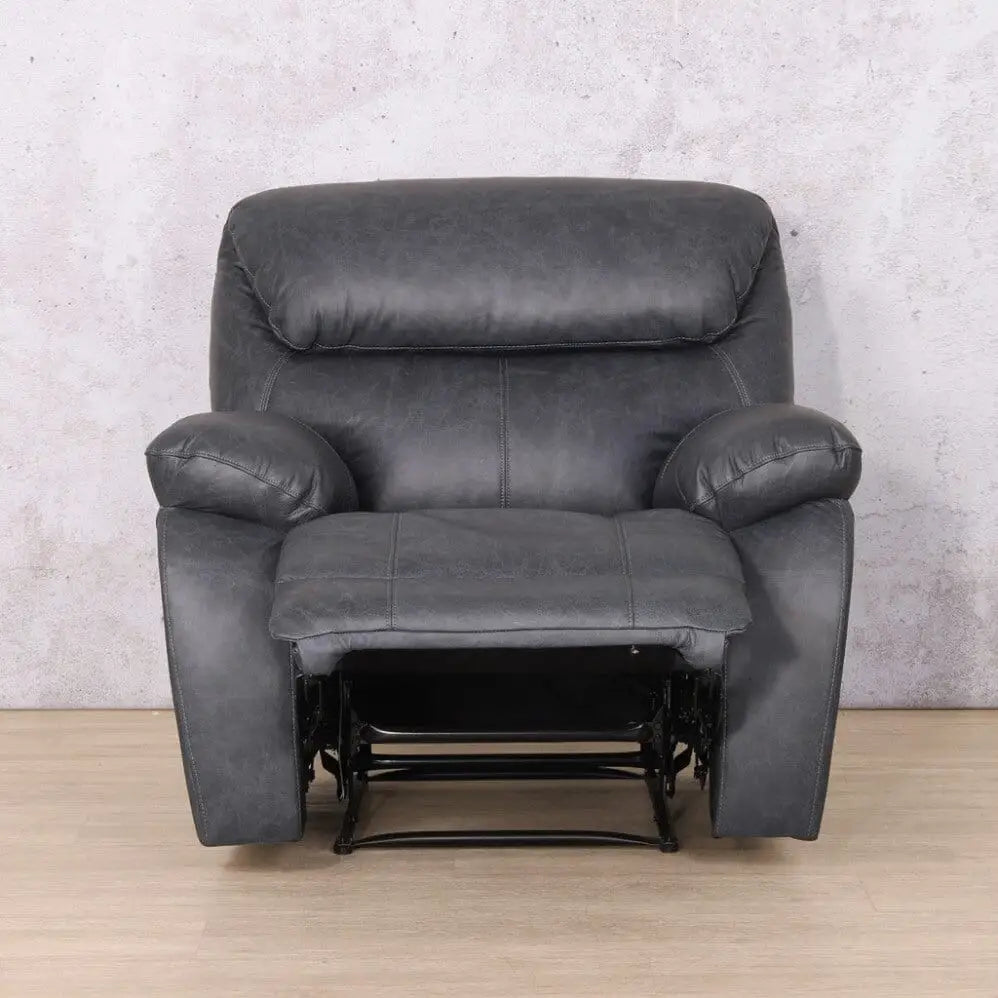 Kuta 1 Seater Leather Recliner Chair - Leather Recliner Bedlam Blue Night