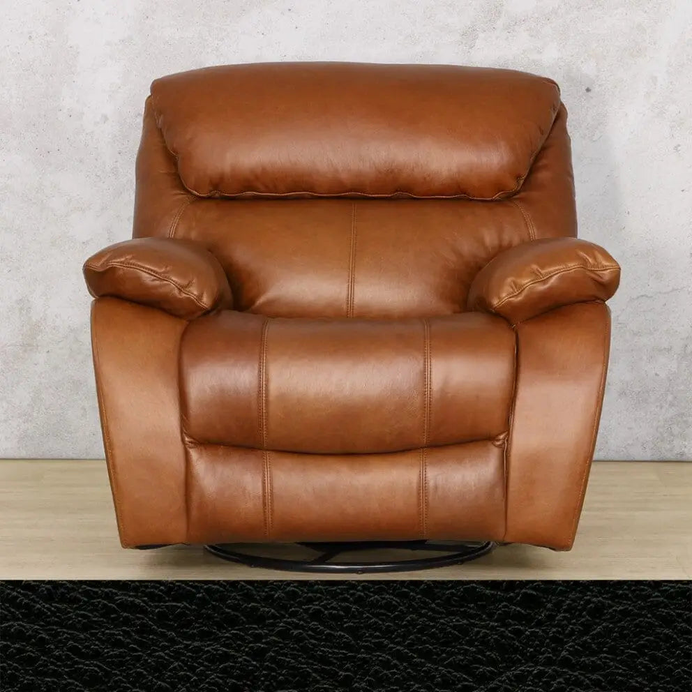 Kuta 1 Seater Leather Recliner Chair - Czar Black - Leather Recliner