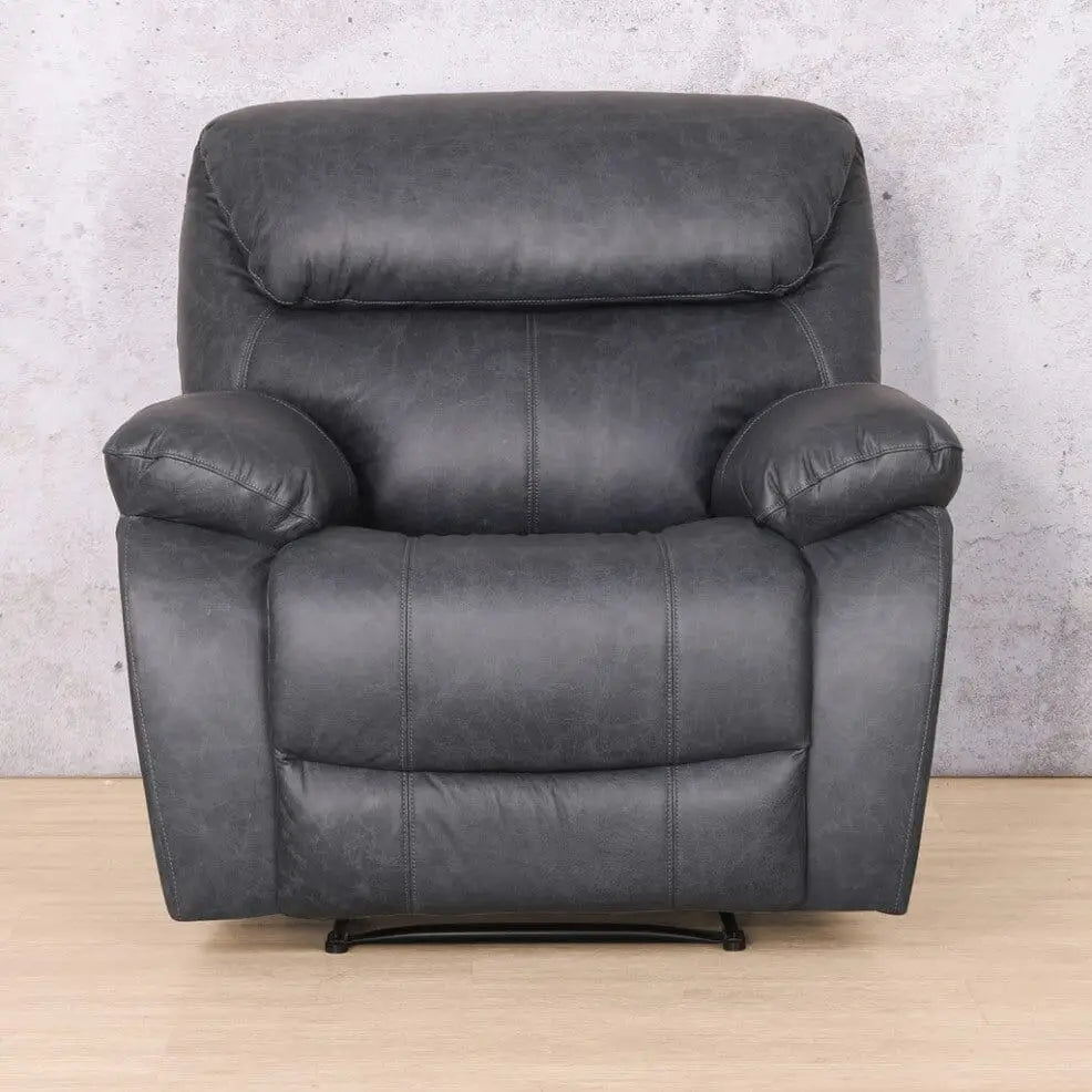 Kuta 1 Seater Leather Rocker Recliner Chair - Rocker / Bedlam Blue Night - Leather Recliner