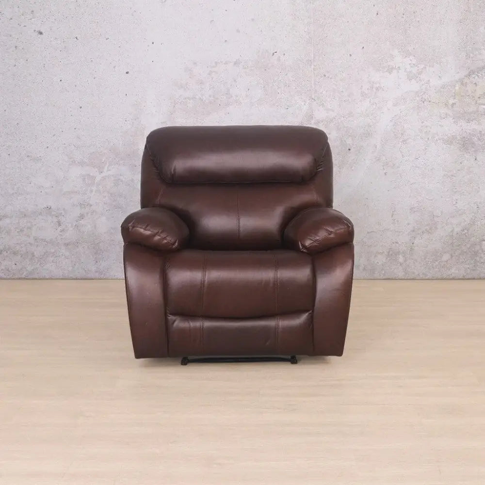 Kuta 1 Seater Leather Recliner Chair - Czar Chocolate - Leather Recliner
