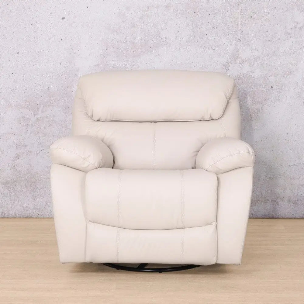 Kuta 1 Seater Leather Recliner Chair - Manatee Beige - Leather Recliner