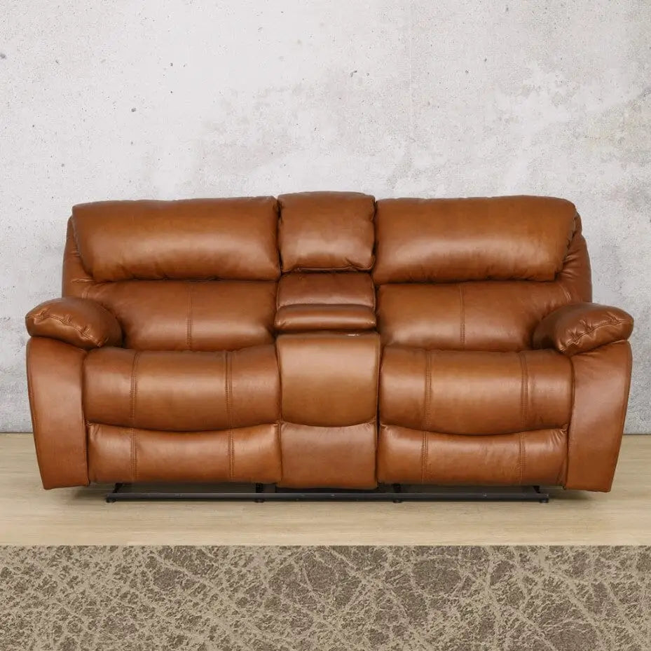 Kuta 2 Seater Home Theatre Leather Recliner - Bedlam Taupe - Leather Recliner