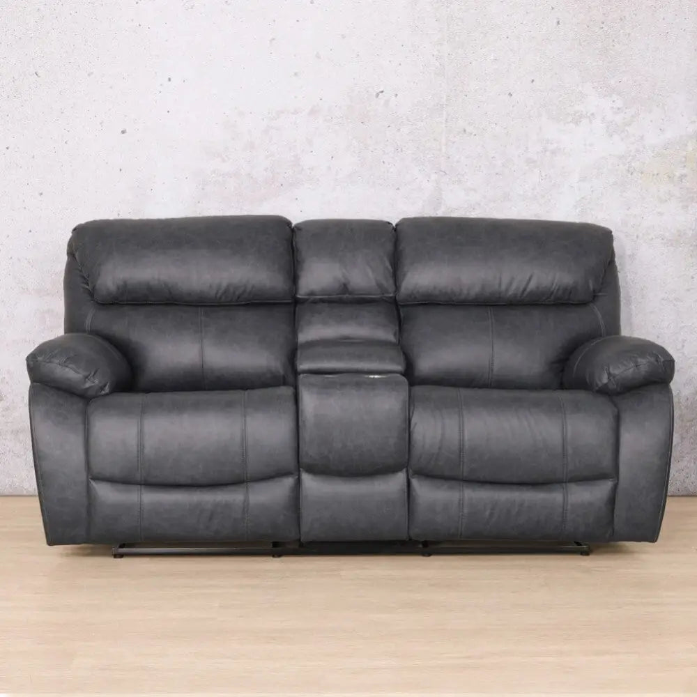 Kuta 2 Seater Home Theatre Leather Recliner - Bedlam Blue Night - Leather Recliner