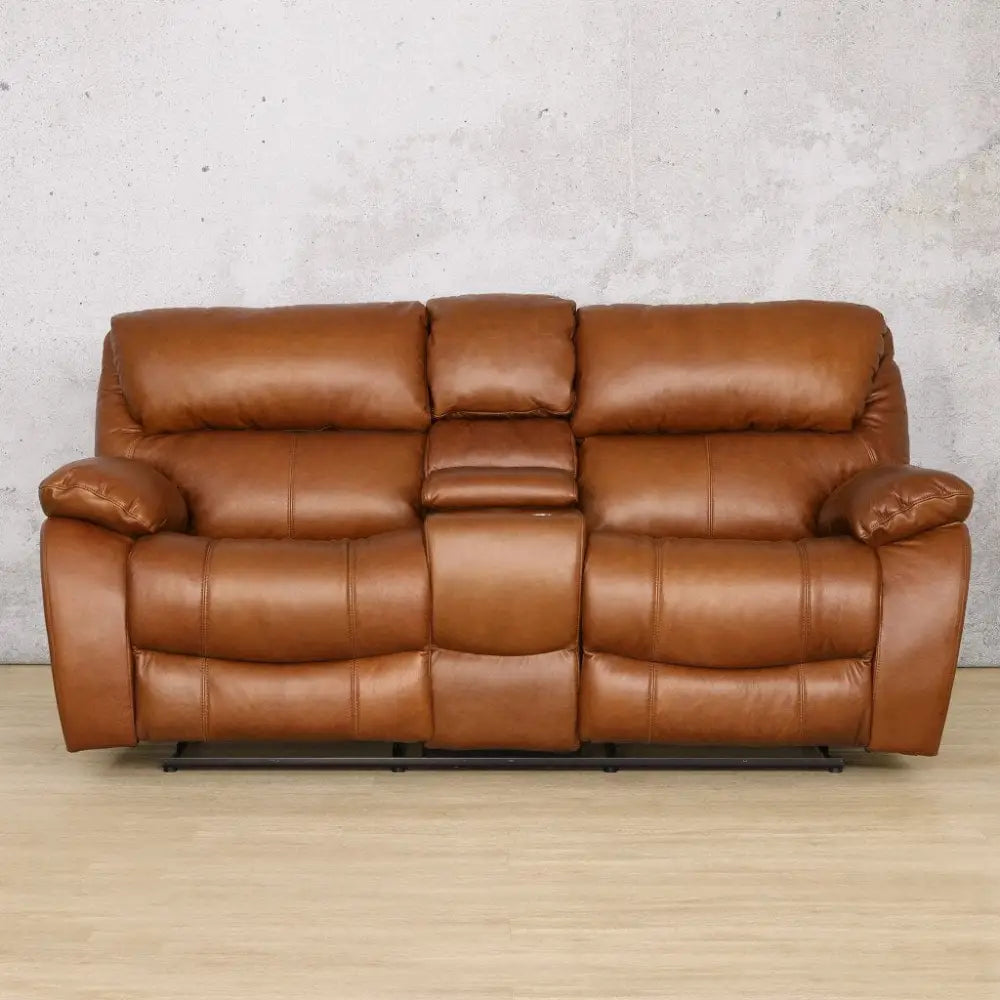 Kuta 2 Seater Home Theatre Leather Recliner - Czar Pecan - Leather Recliner