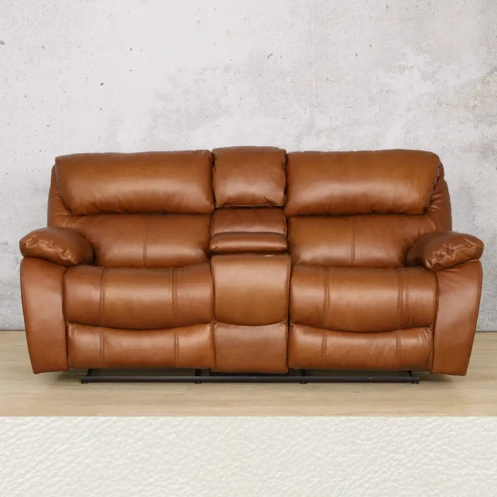 Kuta 2 Seater Home Theatre Leather Recliner - Czar White - Leather Recliner