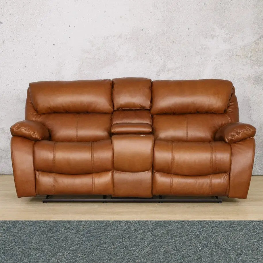 Kuta 2 Seater Home Theatre Leather Recliner - Flux Blue - Leather Recliner