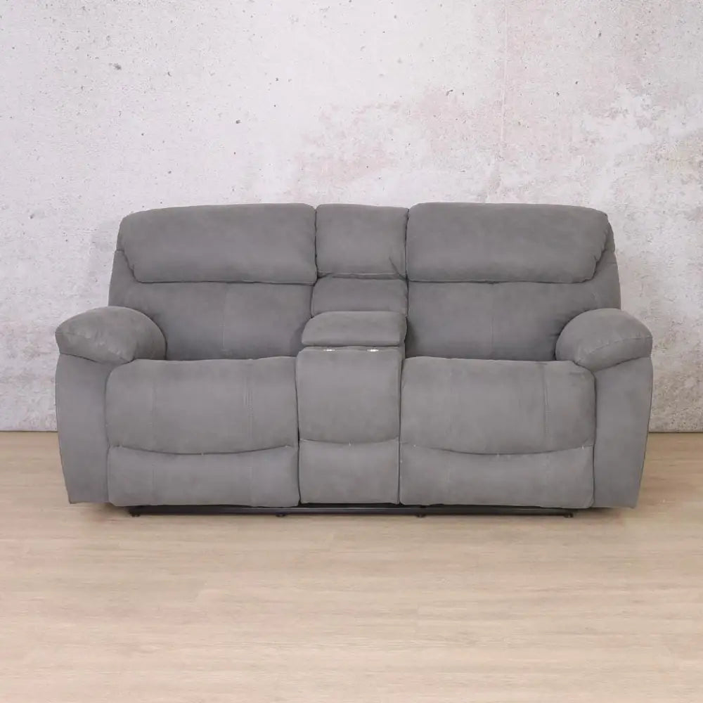 Kuta 2 Seater Home Theatre Leather Recliner - Flux Grey - Leather Recliner