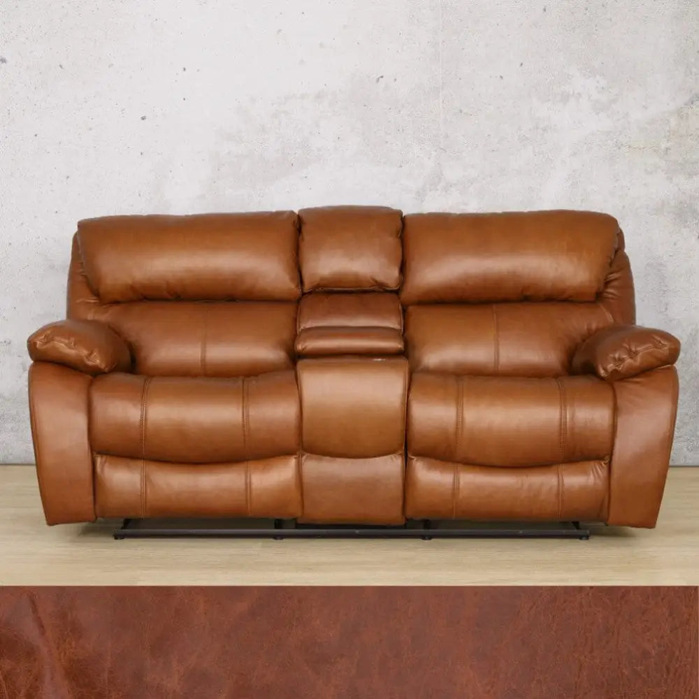 Kuta 2 Seater Home Theatre Leather Recliner - Royal Saddle - Leather Recliner-royal-saddle