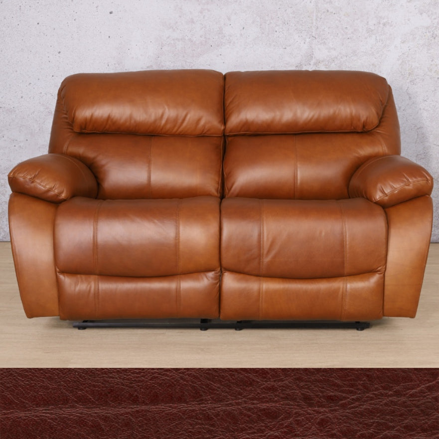 Kuta 2 Seater Leather Recliner - Czar Ruby