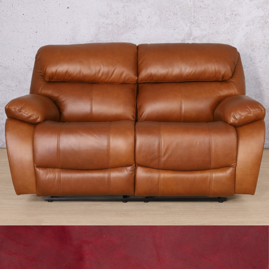 Kuta 2 Seater Leather Recliner- Royal Ruby