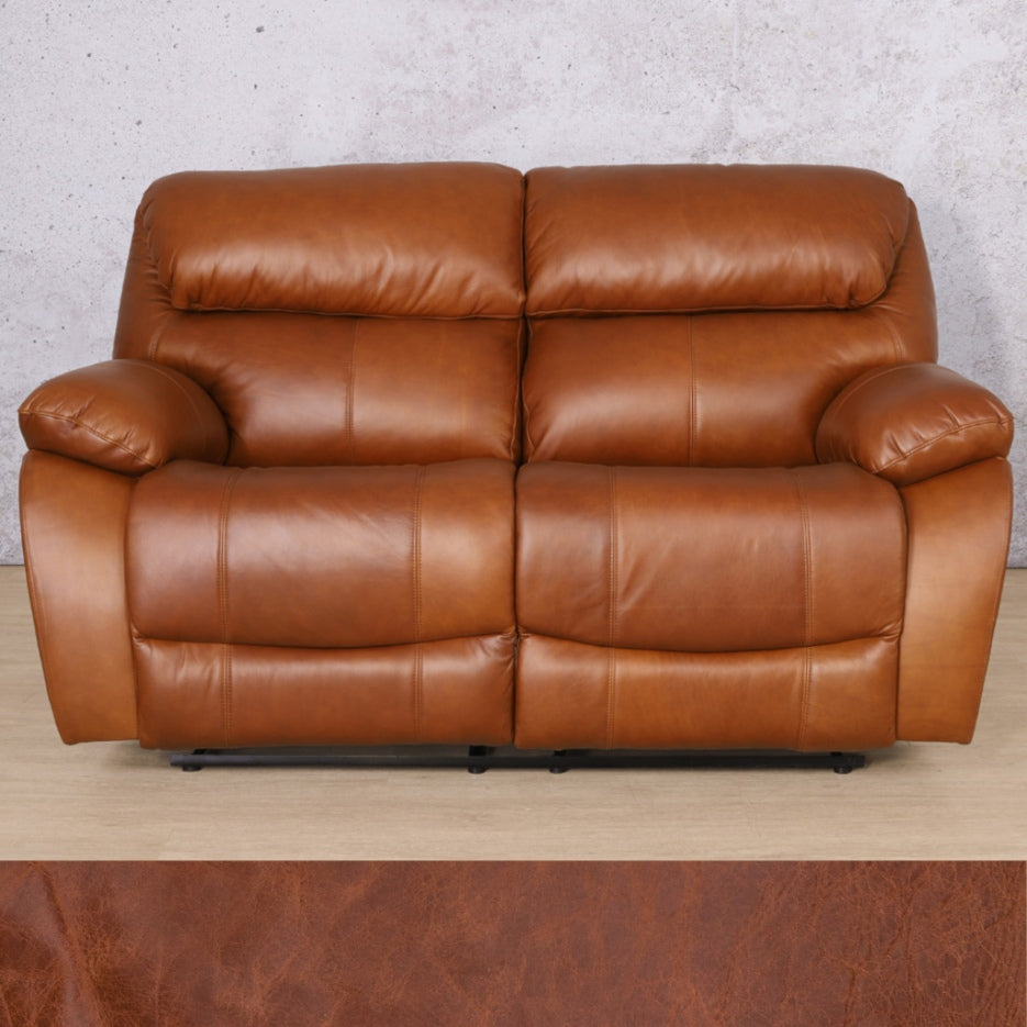 Kuta 2 Seater Leather Recliner - Leather Recliner- royal saddle