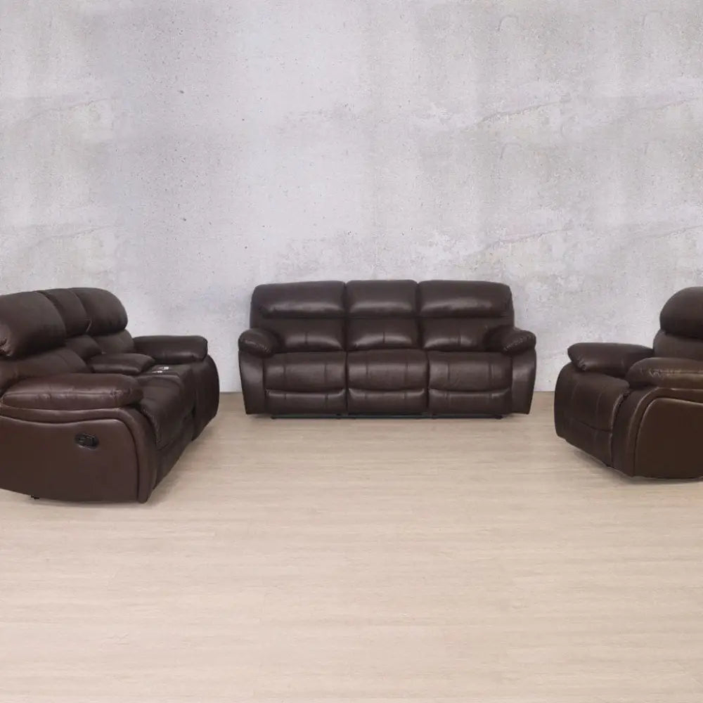 Kuta 3 + 2 + 1 Leather Recliner Home Theatre Suite - Leather Recliner-country ox blood
