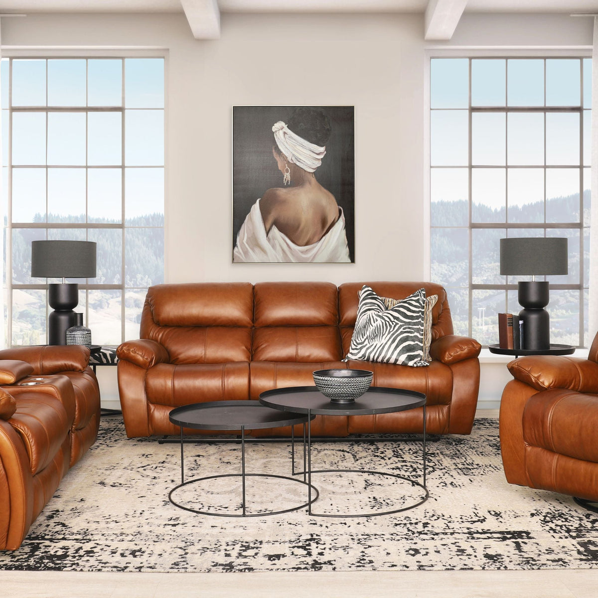 Kuta 3 + 2 + 1 Leather Recliner Home Theatre Suite  - Czar Pecan - Leather