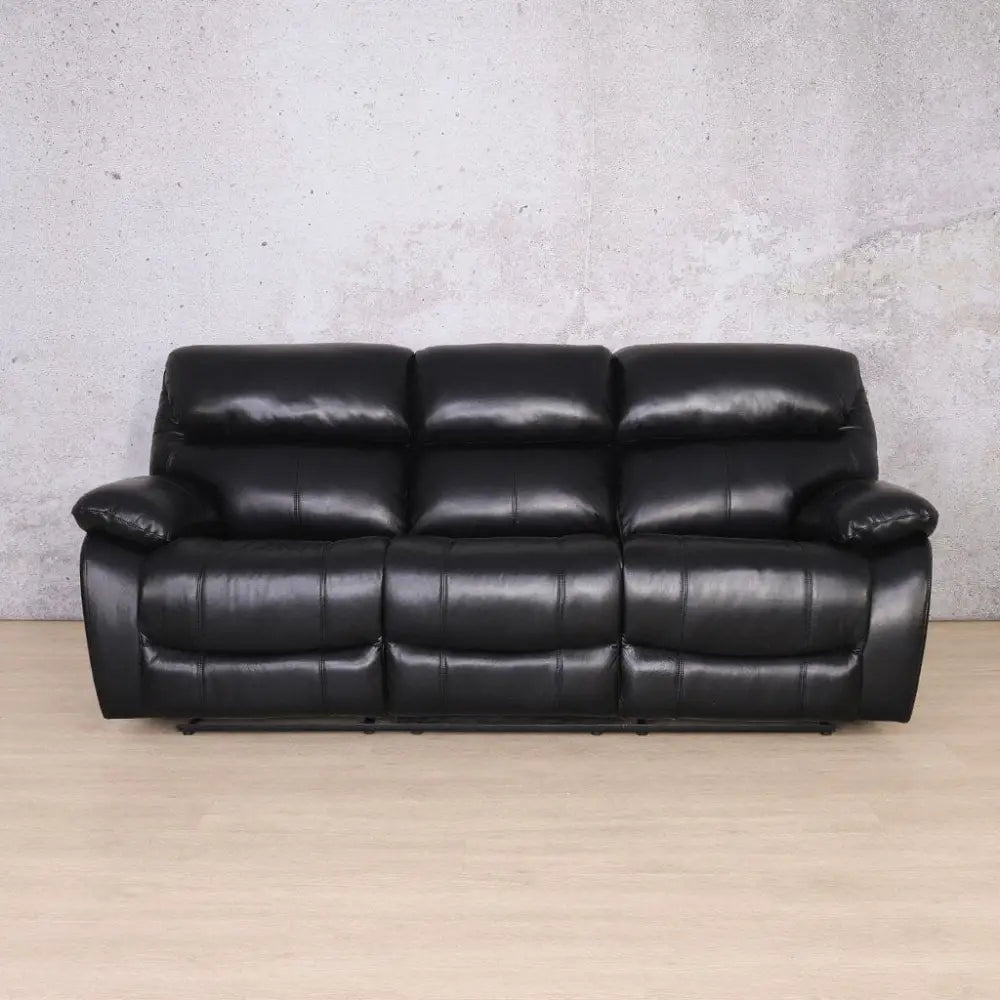 Kuta 3 Seater Leather Recliner - Czar Black - Leather Recliner