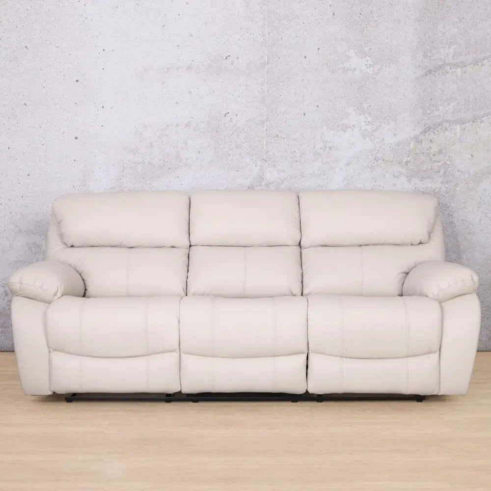Kuta 3 Seater Leather Recliner - Manatee Beige - Leather Recliner