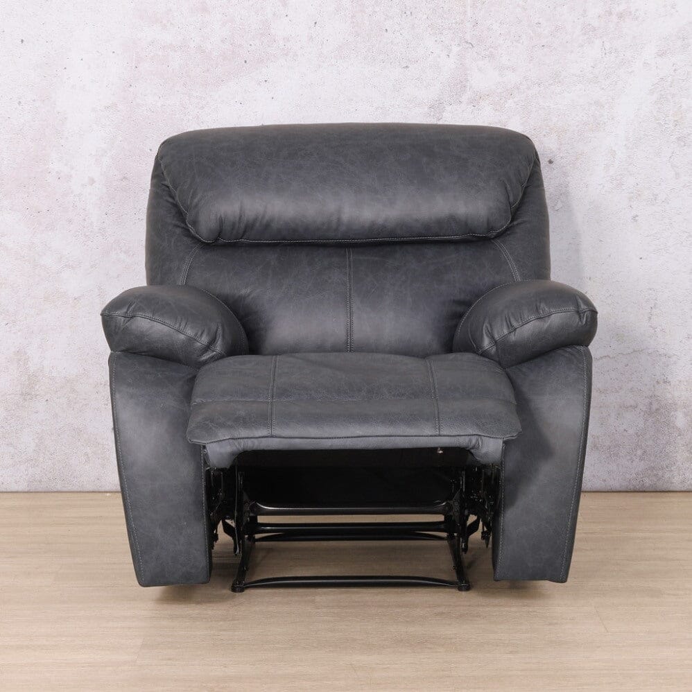 Kuta 1 Seater Leather Recliner Chair in Blue Night.