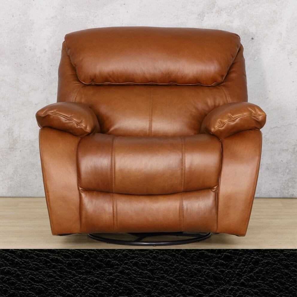 Kuta 1 Seater Leather Recliner Chair in Czar Black.  