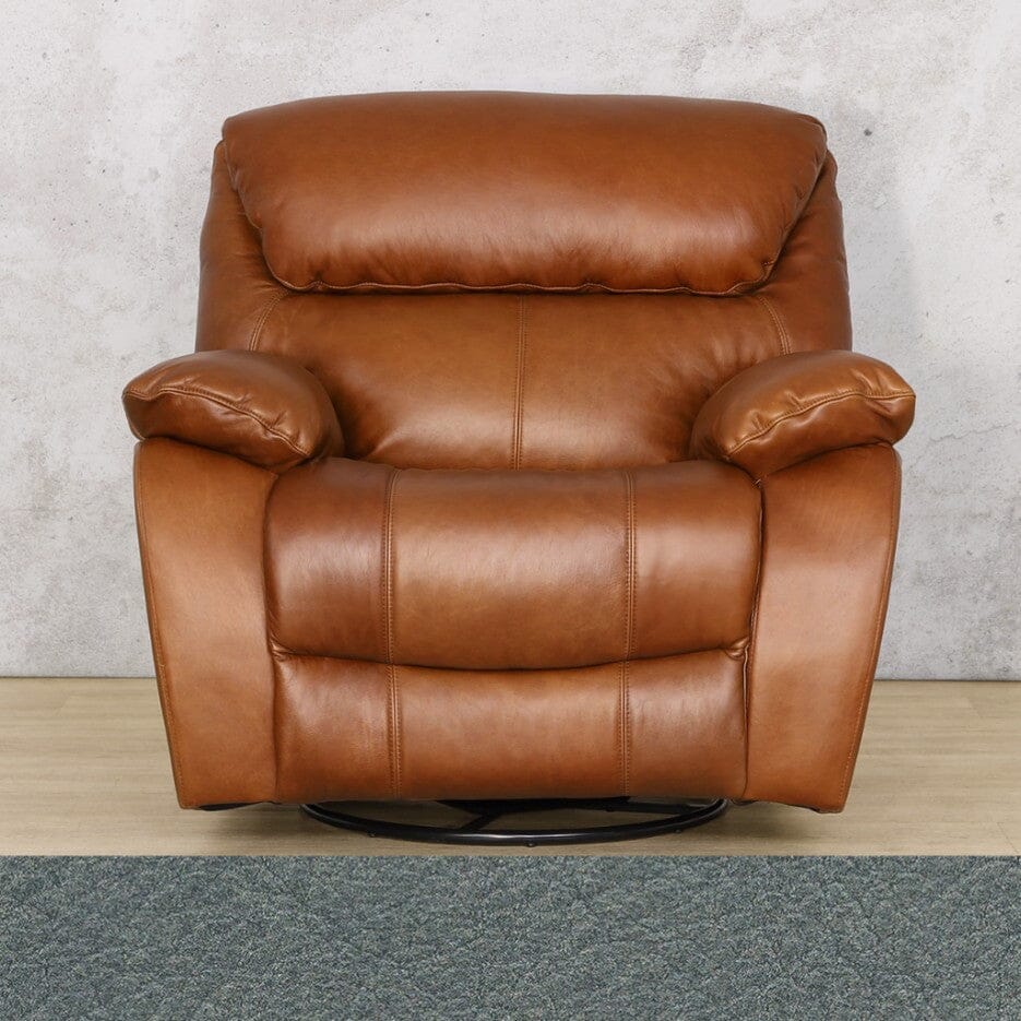 Kuta 1 Seater Leather Recliner Chair in Flux Blue. 