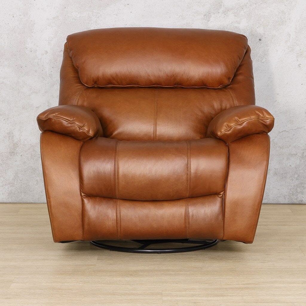 Front view of the Kuta Recliner Chair in genuine leather.