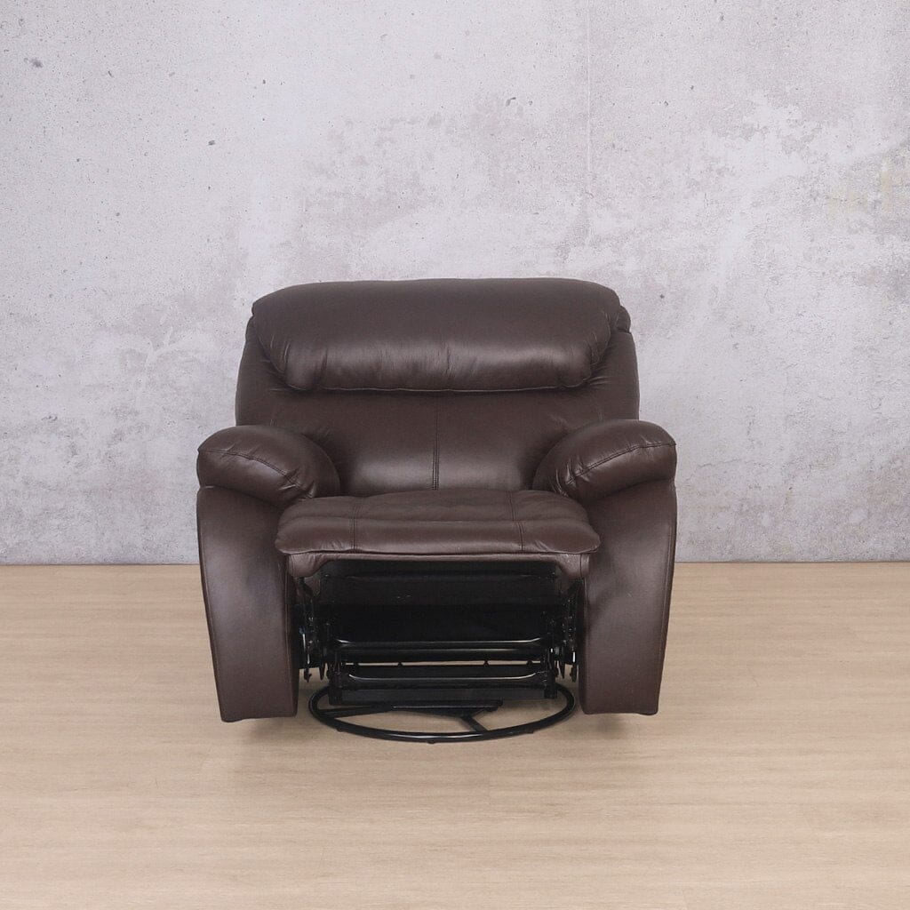 Kuta Recliner Chair in a fully reclined position with the footrest extended. 