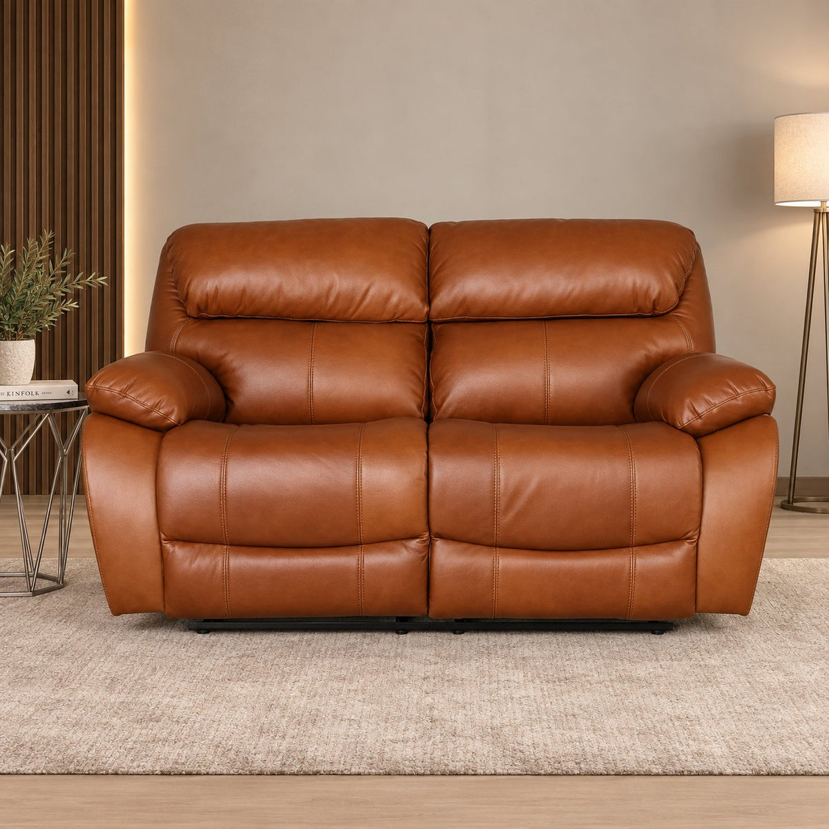Kuta 2 Seater Leather Recliner - Czar Pecan - Leather Recliner