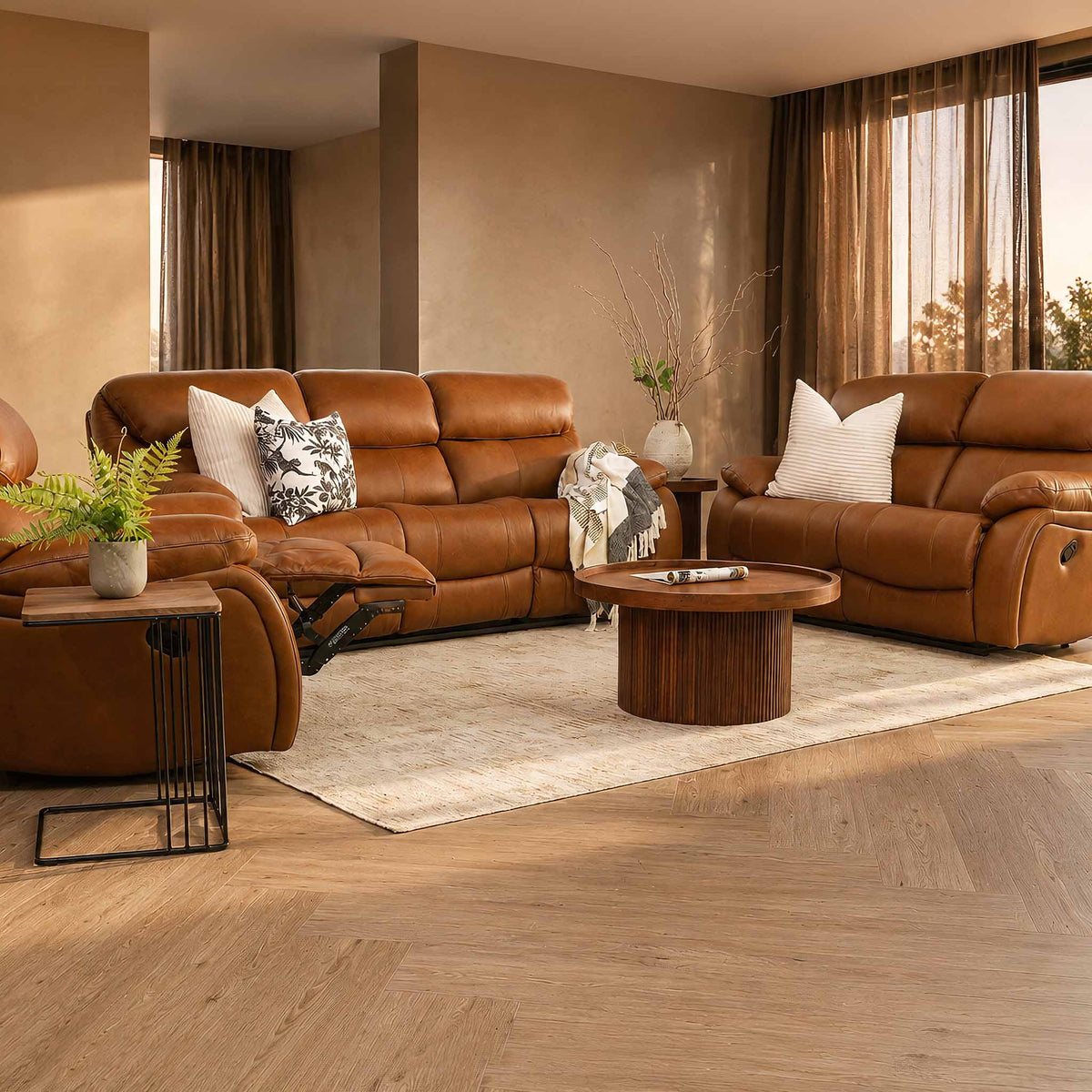 Kuta  3+2+1 Leather Recliner Suite (Rocker)
