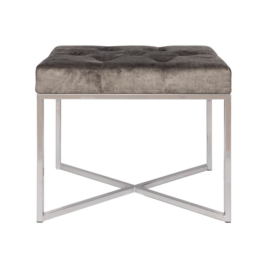 Legacy Charcoal Grey Chrome Base Single Ottoman Ottoman Leather Gallery Charcoal Grey 60 x 40 x50