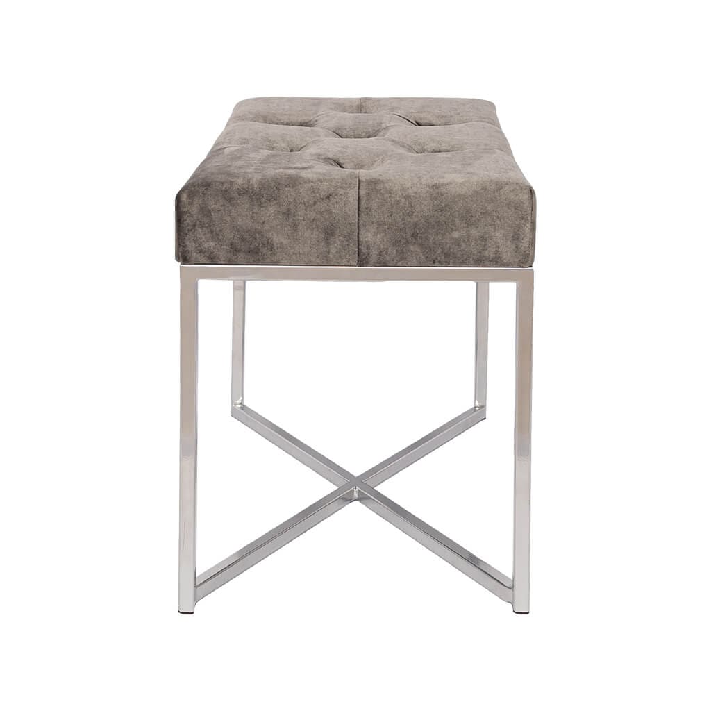 Legacy Charcoal Grey Chrome Base Single Ottoman Ottoman Leather Gallery