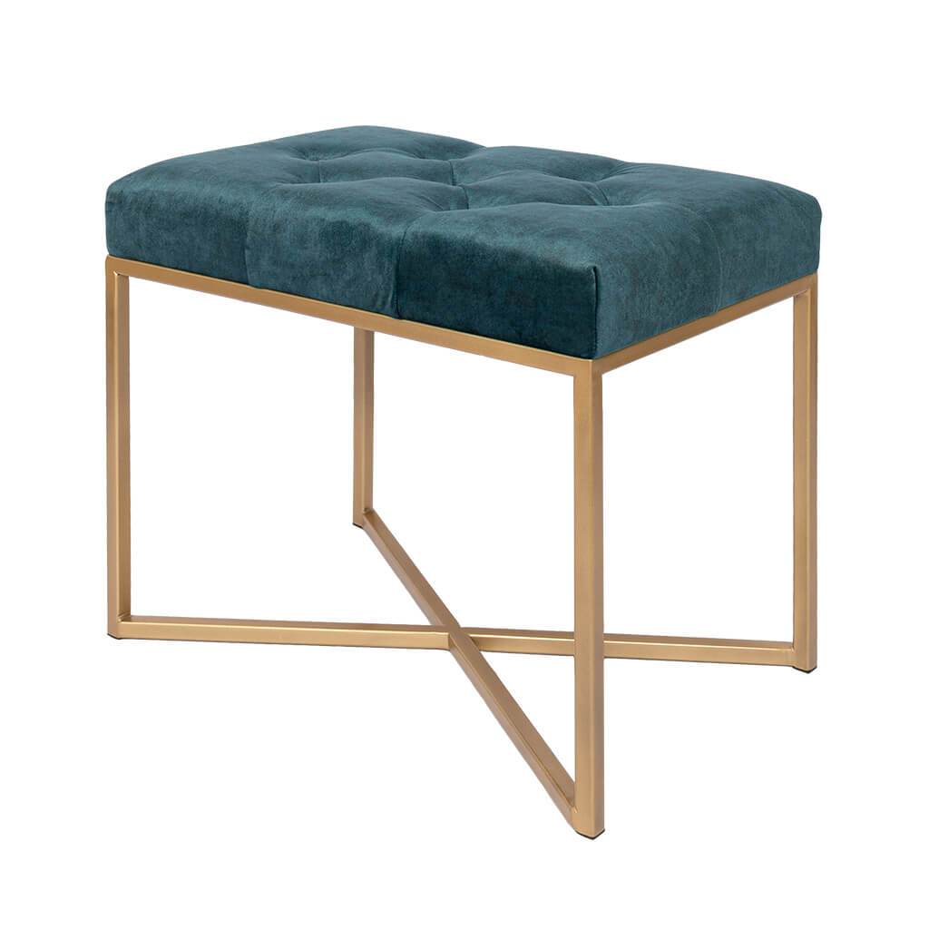 Legacy Harbour Teal Gold Base Single Ottoman Ottoman Leather Gallery