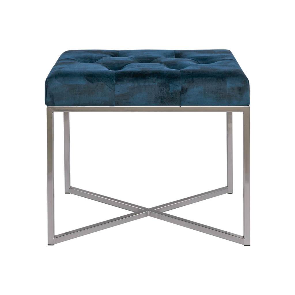 Legacy Twilight Blue Chrome Base Single Ottoman Ottoman Leather Gallery