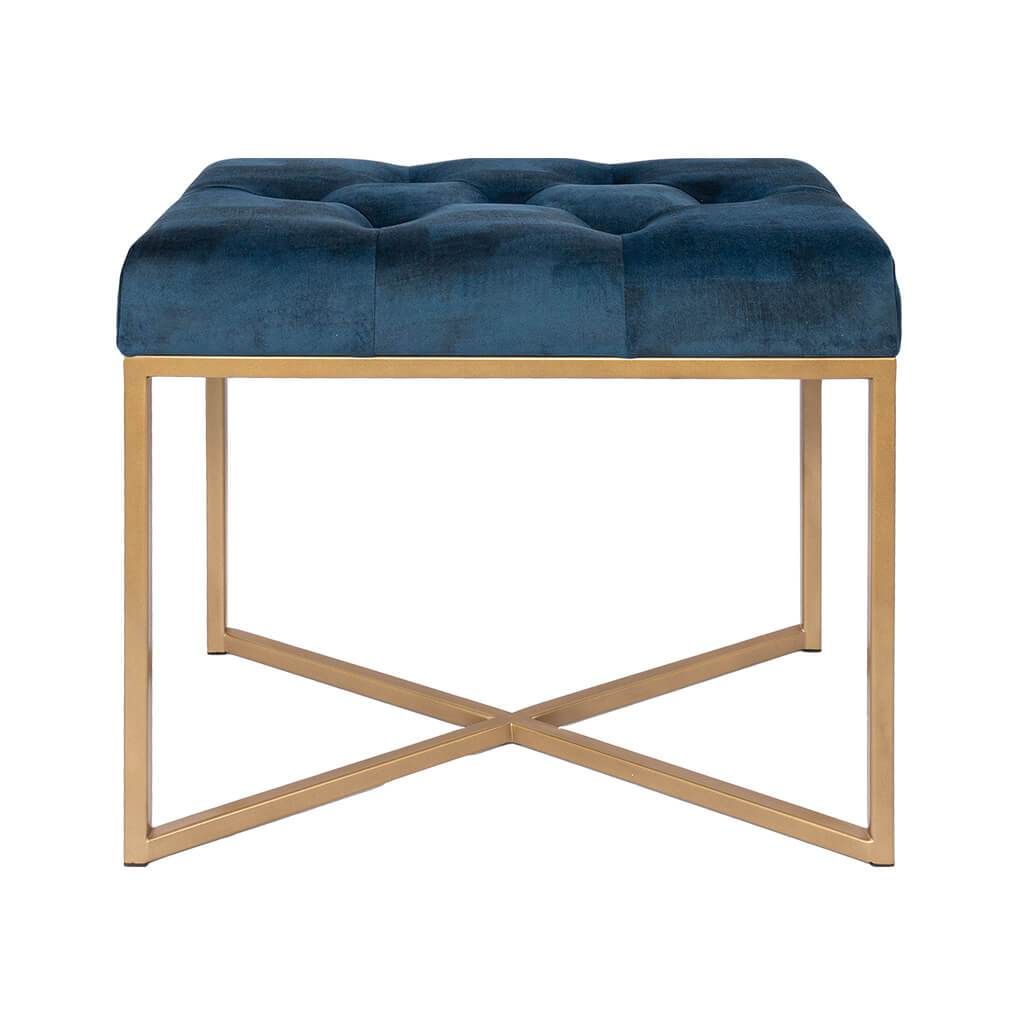 Legacy Twilight Blue Gold Base Single Ottoman Ottoman Leather Gallery Twilight Blue 60 x 40 x50