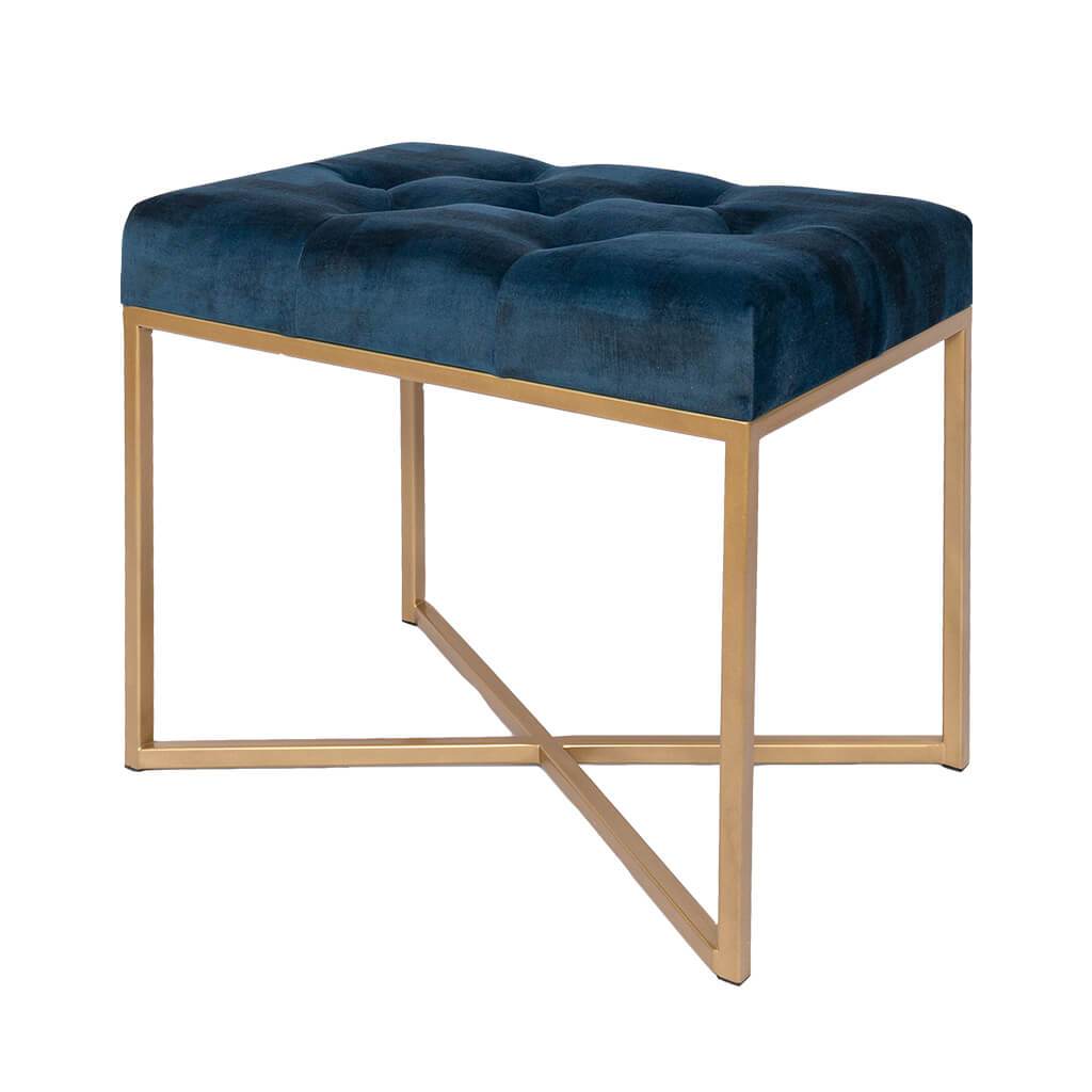 Legacy Twilight Blue Gold Base Single Ottoman Ottoman Leather Gallery